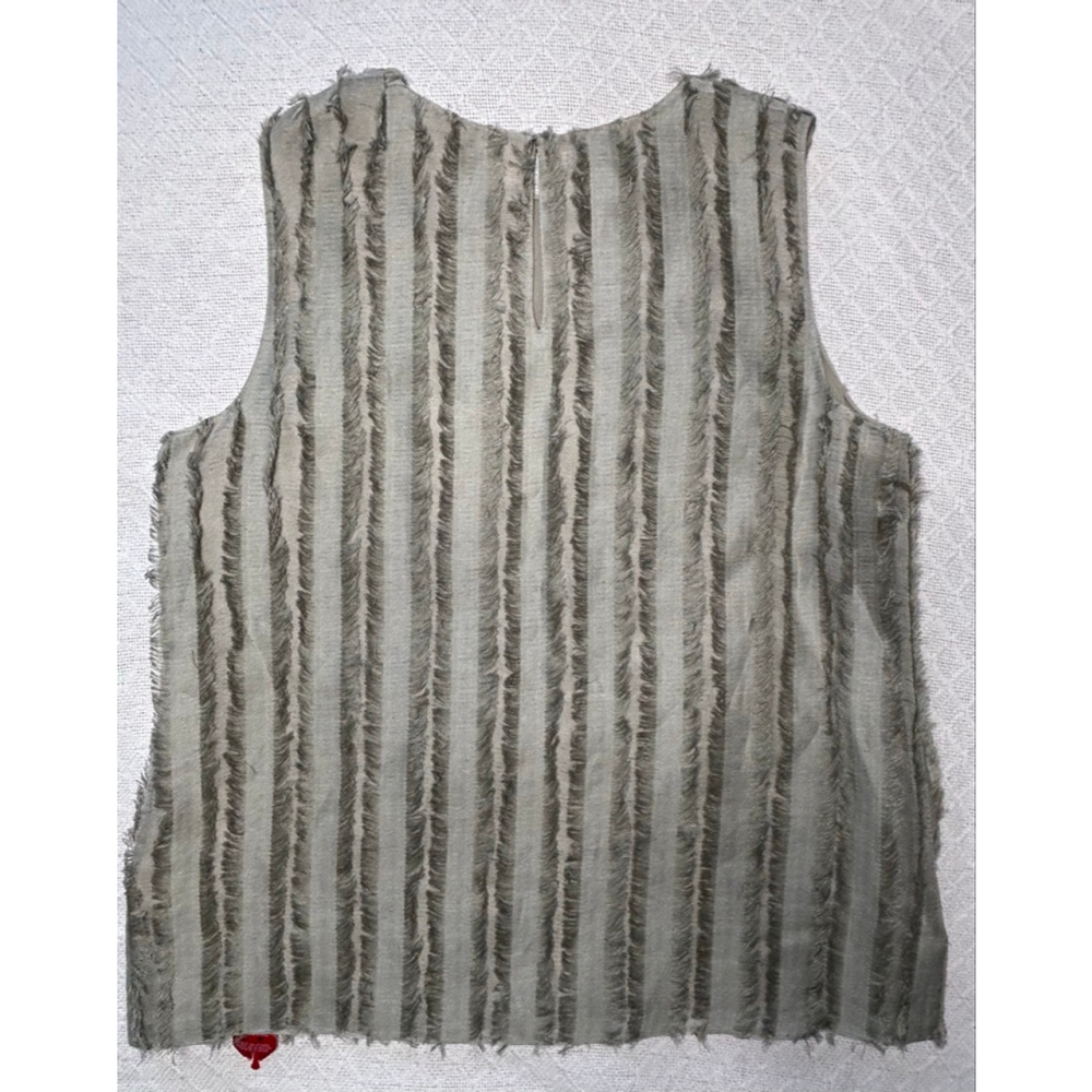 Lafayette 148 NY Pistachio Green 75% Linen Silk Sleeveless Fringe Blouse SZ XXL - Picture 4 of 14